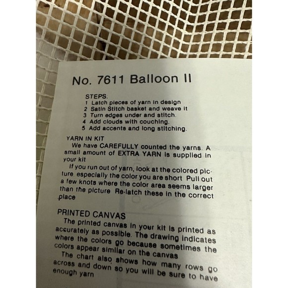 VTG McNeill LARGE Latch Hook Rug Kit 1983 No. 7611 Balloon II Wall Decor Hanging - Picture 10 of 16